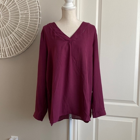 Ricki's Tops - Ricki's - Pretty Plum Purple V-Neck Blouse
